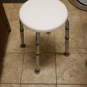 Elegant White Bath Stool with Adjustable Legs
